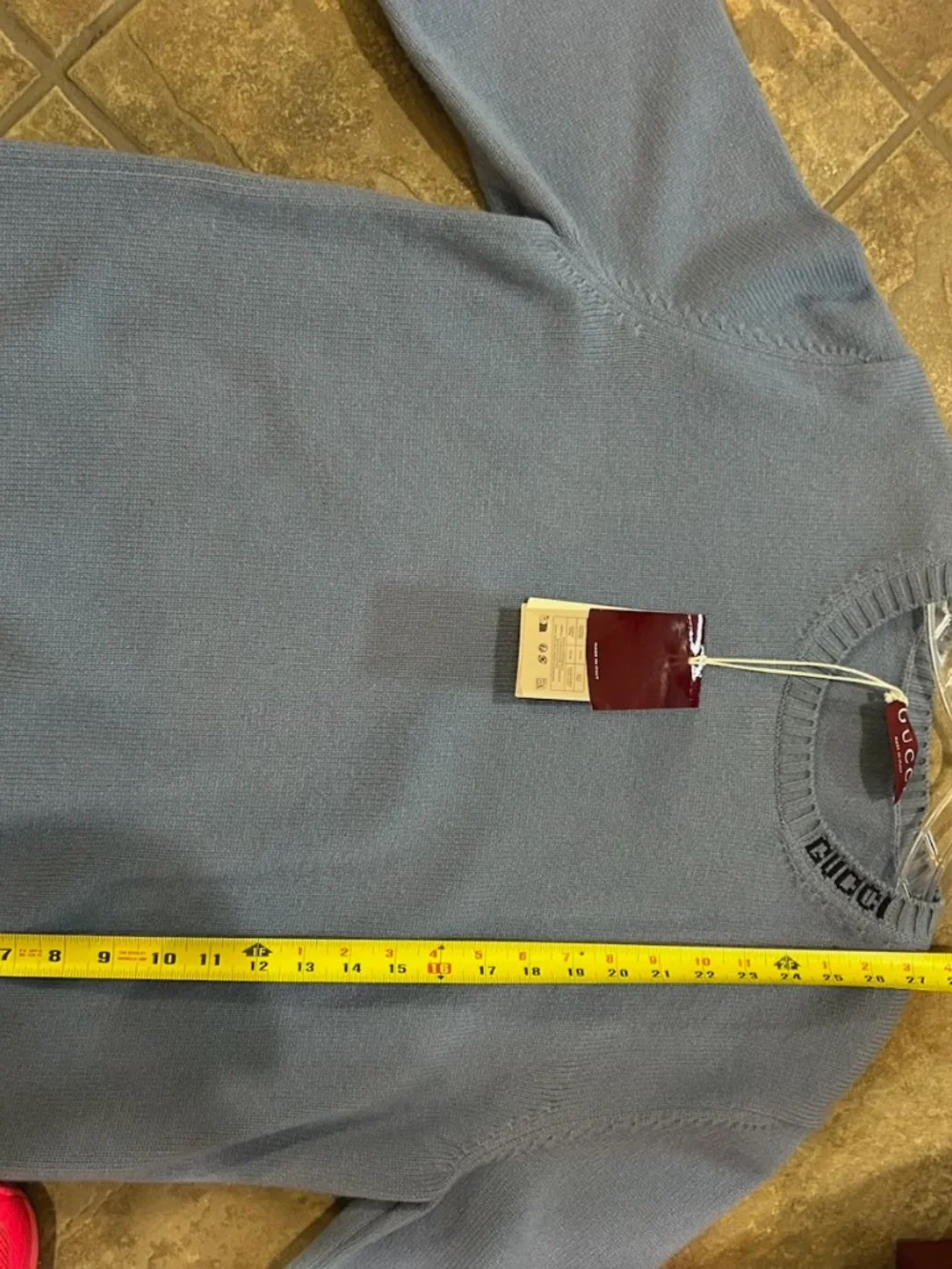 Gucci  Felted Blue Wool Knit Sweater with Intarsia.. Size XXXL.